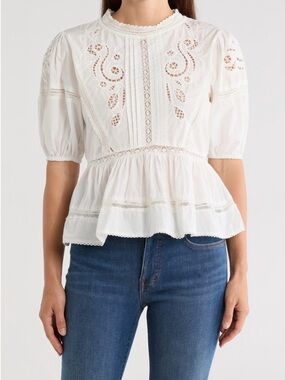 Max Studio Cotton Peplum Blouse Top